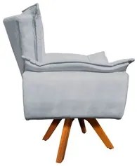 Poltrona Decorativa Sala de Estar Base Giratória Madeira Opla Suede Ci