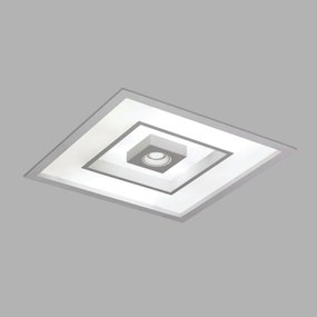 Luminária De Embutir Focus Quadrado C/ Aba 4Xe27 + 1Xmr16 38X38X10Cm |... (BT - Branco Texturizado)