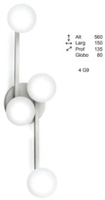 Arandela Bugle Assimetrica 13,5X15X56Cm Globo Ø8Cm 4Xg9 - Old Artisan... (BRANCO, FOSCO (Branco))