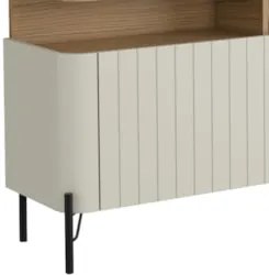 Rack TV 75 Pol 220cm Portas Brise Blen Louro/Luna/Preto I06 - Mpozenat