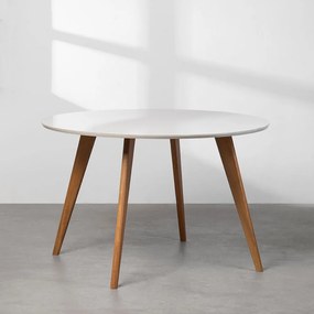 Mesa de Jantar Square Redonda Vidro - Off White - 1,08m