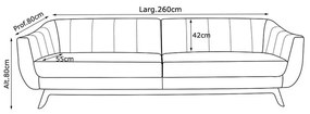 Sofá 4 Lugares Boomer 260cm PU Sintético Preto G15 - Gran Belo