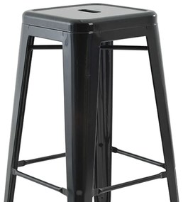 Banqueta de Cozinha Alta Industrial em Aço Kit4  Iron Preto R02 - D'Rossi