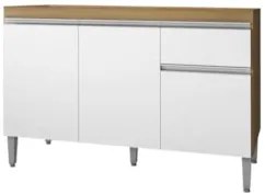 Balcão de Cozinha Para Pia 120cm Tatiane Amêndoa/Branco - AJL Móve