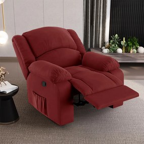 Poltrona do Papai Reclinável Sala de Cinema Madrid Manual Veludo Vermelho G23