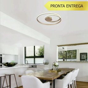Plafon Roulette Redondo Entrelaçado Ø54Cm Led 45W 3000K Bivolt Cobre -... (CB-M = Cobre)