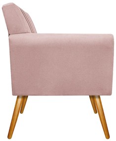 Poltrona Laura Pés Palito Mel Suede Rosê - ADJ Decor