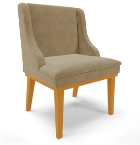 Cadeira de Jantar Liz Suede Base Fixa Madeira Castanho D03 - D'Rossi - Marrom Rato