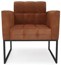 Poltrona Decorativa Base Industrial Preto Ana Sintético PU Nozes - Ibi
