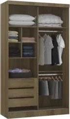 Guarda Roupa Solteiro 135cm 2 Portas e Espelho Delphi Avelã L01 - Mpoz