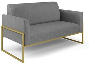 Sofá Namoradeira com 2 Poltronas Base Industrial Alta Dourado Marisa Linho Grafite A26 D03 - D'Rossi