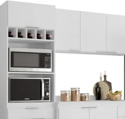 Armário de Cozinha Com Tampo CP04 250cm Pérola Branco Z34     - Mpozen