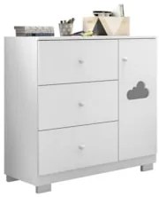 Cômoda Infantil 1 Porta 3 Gavetas Amora Z39 Branco - Mpozenato