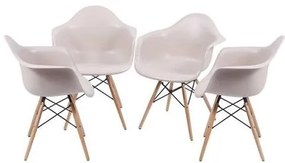 Kit 4 Cadeiras Eames com Braco Fendi Base em Madeira - 64682 Sun House