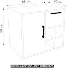 Gabinete Banheiro 68cm Para Cuba 1 Porta Nanna Mel/GrafiteF10 - Mpozen