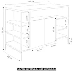Mesa Bancada Ilha Industrial 2 Portas Jenny Mel Z54        - Mpozenato