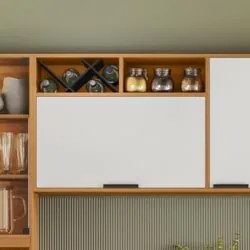 Armário de Cozinha Aéreo 120cm Nala Freijó UV/Off Acetinado Z44 - Mpoz
