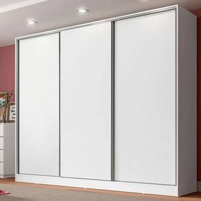 Guarda-Roupa Casal 100% MDF 3 Portas de Correr Branco Royale Madesa Cor:Branco