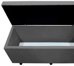 Calçadeira Baú Casal Queen 160cm Estofada Liz S05 Suede Bordado Cinza