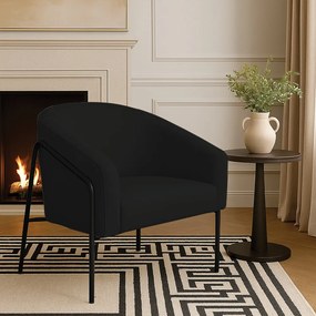 Poltrona Sala Industrial Alta Preto Stella Linho D03 - D'Rossi - Preto