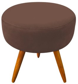 Kit 02 Puffs Banqueta Berlim Redondo Suede Marrom Pés Castanho D'Rossi