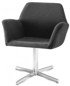 Poltrona Miro Assento Estofado Rustico Preto Base Fixa em Aluminio - 55870 Sun House
