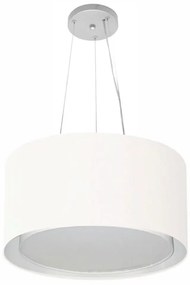 Lustre Pendente Cilíndrico Duplo Md-4123 Cúpula em Tecido 40x25cm Branco - Bivolt
