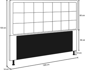 Cabeceira Casal King Cama Box 195cm para Quarto Onix Suede M11 - D'Rossi - Bege
