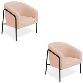 Poltrona Sala Industrial Alta Preto Kit 2 Stella Veludo D03 - D'Rossi - Rose