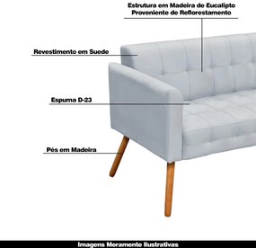 Poltrona Namoradeira Decorativa Pés Palito Karen Suede Cinza G19 - Gran Belo