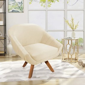 Kit 01 Namoradeira 02 Lugares e 02 Poltronas Giratória Giovana Veludo Bege Base Madeira MM30 - D'Rossi