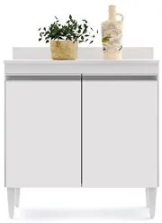 Armário de Cozinha Modulado de Canto 8 Peças CP27 com Pia Inox Branco