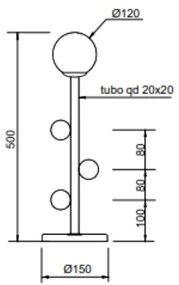 Abajur Graça Ø15X50Cm 01Xg9 Globo 12Cm - Usina 90030/1 (CB-M - Cobre Metálico, Cristal (Transparente))