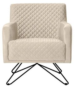 Poltrona Decorativa Nagoya Base Orby Veludo Bege G15 - Gran Belo