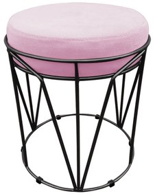 Puff Multiuso com Mesa Babu 2 em 1 Suede Base Preto D'Rossi - Rosa Bebê