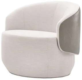 Poltrona Ananda Giratoria Bege Claro Acabamento Courino Cinza 75cm - 61784 Sun House