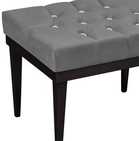 Puff Decorativo Londres Retangular Suede Grafite Com Strass - DRossi - D'Rossi