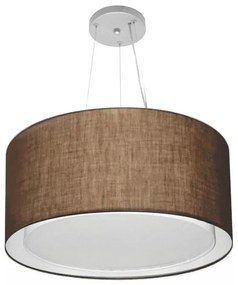 Lustre Pendente Cilíndrico Duplo Md-4300 Cúpula em Tecido 50x30cm Café - Bivolt