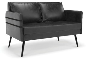 Namoradeira 02 Lugares Mari Corano Preto Pés Palito de Ferro - D'Rossi