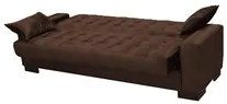 Sofá Cama para Sala de Estar Lisboa Suede Marrom - Ibiza