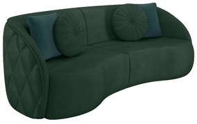 Sofá Decorativo 240cm com Almofadas Redondas Clarke Veludo Verde G45 - Gran Belo