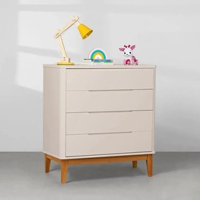 Cômoda Boom 4 Gavetas com Pés Square Mel - Areia