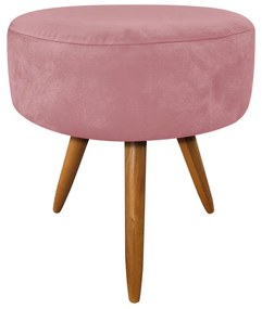 Puff Larissa Suede Rose Pés Palito de Madeira- D'Rossi