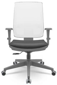 Cadeira Brizza Diretor Grafite Tela Branca Assento Vinil Preto Base RelaxPlax Piramidal - 66370 Sun House