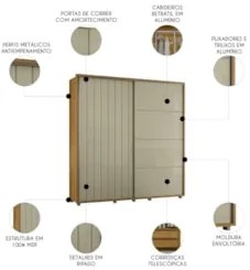 Guarda Roupa Casal 230cm Com 2 Portas Verbena Opala/Cumaru Z10 - Mpoze