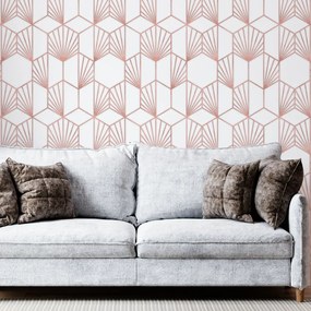 Papel de Parede Rose Hexágono Delicado