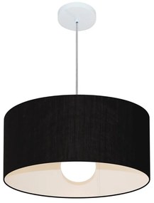 Lustre Pendente Cilíndrico 4052 Cúpula em Tecido 50x21cm Preto - Bivolt