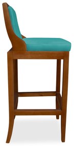 Banqueta Decorativa Josi Veludo Azul Tiffany