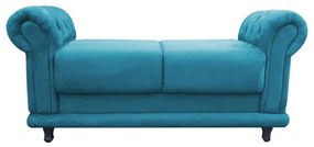 Recamier Barcelona Namoradeira Calçadeira Suede Azul Turquesa com Strass M11 - D'Rosi
