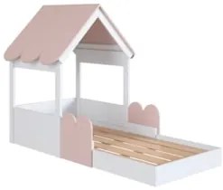 Cama Solteiro Infantil Montessoriana Casinha Nana Branco/Rosa C06 - Mp